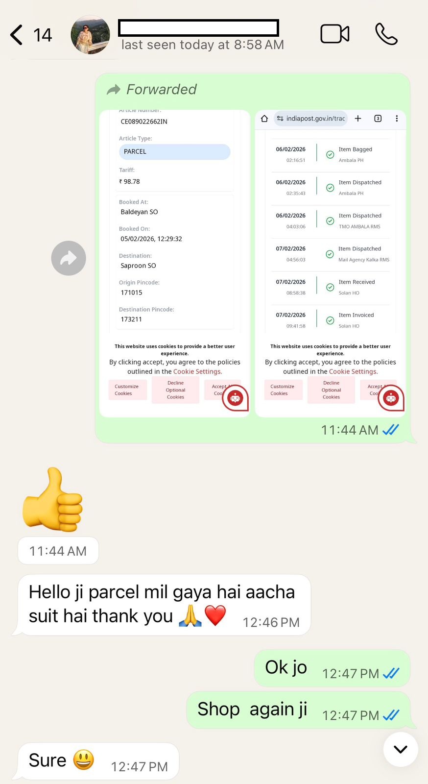 Customer with suit delivery packaging