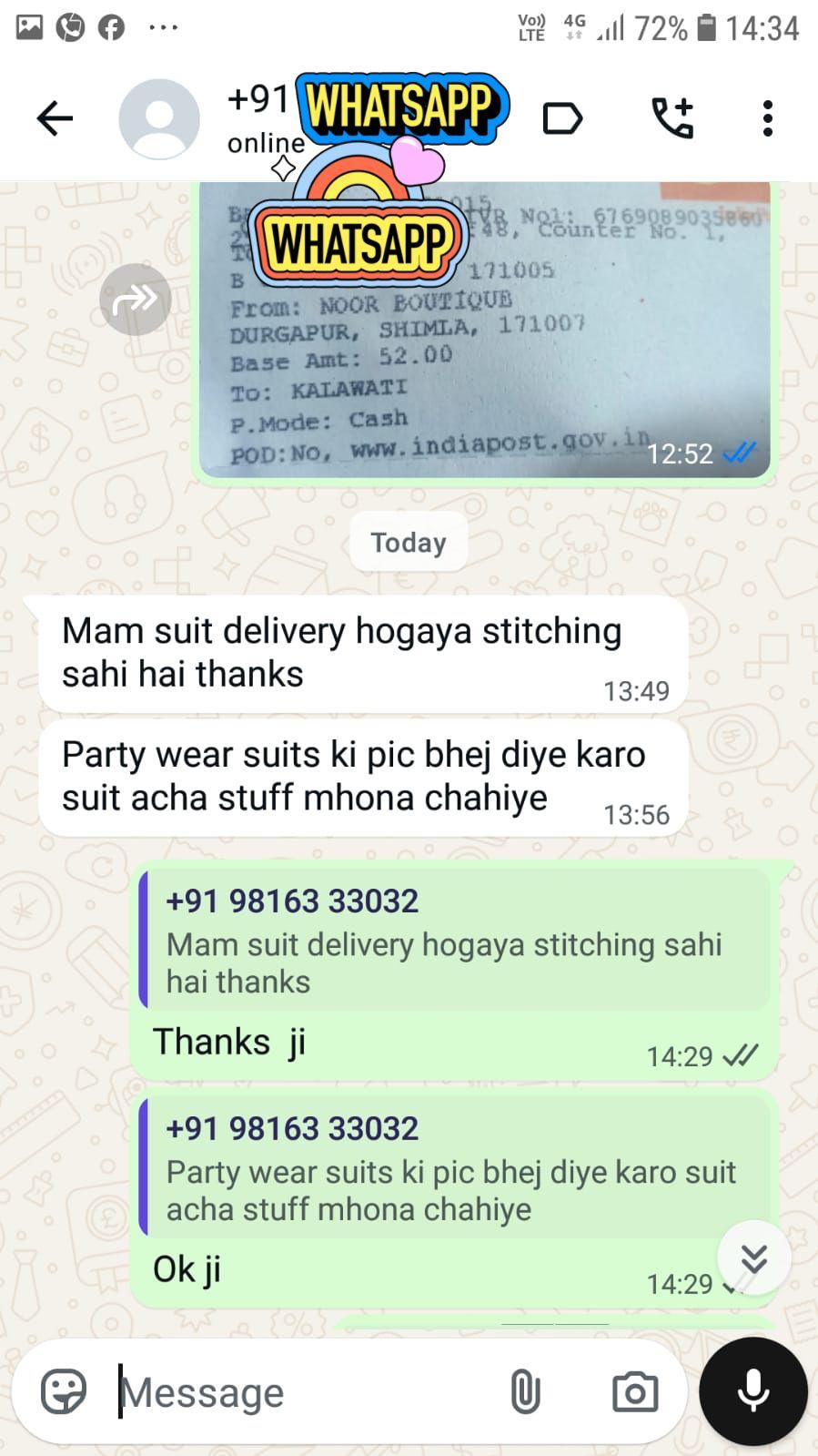 Customer showing suit selection guidance result